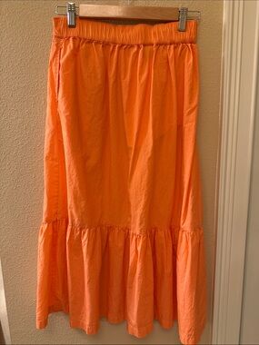 Orange Tiered Maxi Skirt - Women